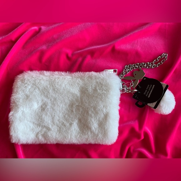 Playboy x Spencer’s fuzzy zipper pouch/clutch w. pom Pom - Picture 7 of 11